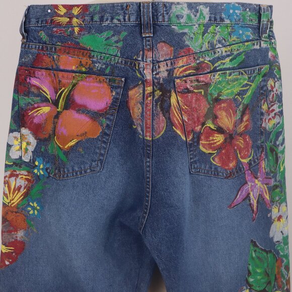 ❄ Vintage Dolce and Gabbana Floral Painted Ripped Distressed Jeans Denim Pants - Picture 9 of 10
